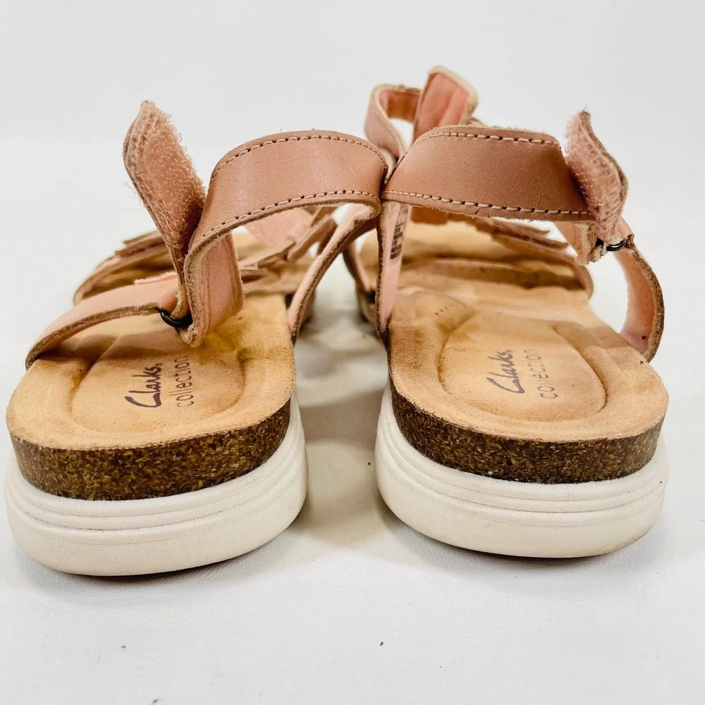 Clarks Collection Mira Tide Pink Leather Strappy Comfort Sandals Womens 11N